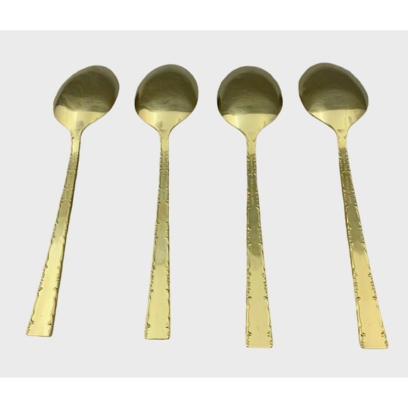 Towle Supreme Cutlery Japan TWS120-GOLD Gold Electroplate 4 Soup Spoons 7" - Picture 2 of 8